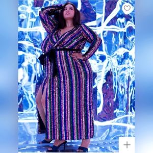 Rainbow sequin wrap dress - Women size 14 - Brand new